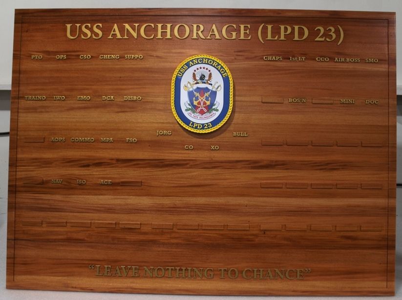 JP-1364 - Redwood Chain-of-Command Photo Board for the USS Anchorage, LPD 23