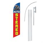 Auto Stereo R/Y/B Swooper/Feather Flag + Pole + Ground Spike