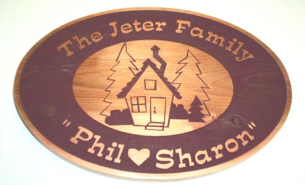 M22016  - Wood Sign for Family Cottage in the Woods