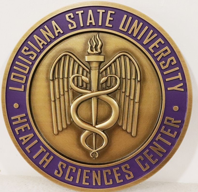 RP-1546 - Carved Plaque of the Seal of the Louisiana State University Health Sciences Center in Bronze-Finished HDU