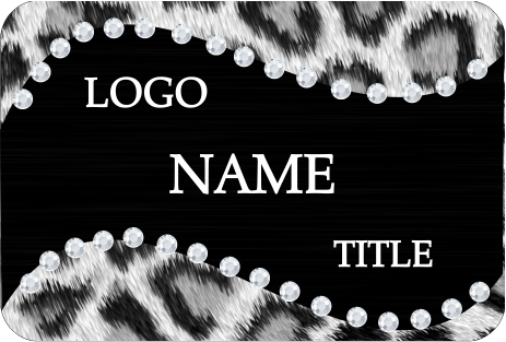 BLACK AND WHITE ANIMAL PRINT BLING NAME BADGE