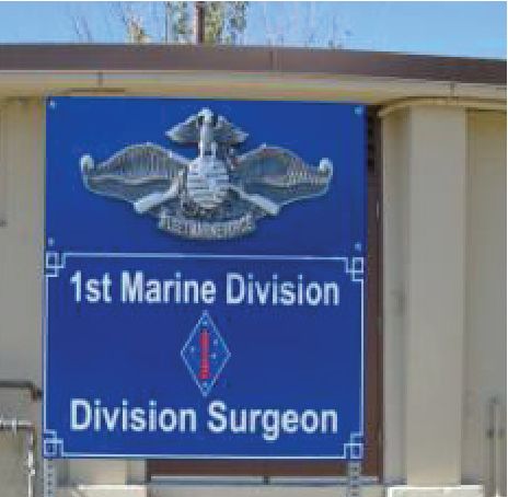 KP-2420 -  Carved Plaque of  the Insignia of the Division Surgeon, First Marine Division,  Artist Painted