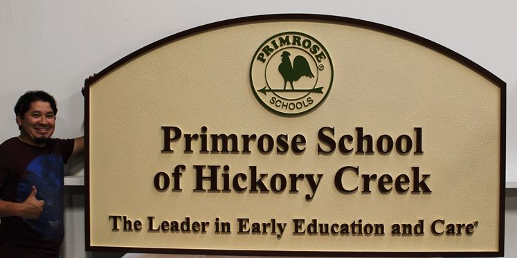 FA15715 -  Carved HDU Entrance Sign for Primrose School of Hickory Creek