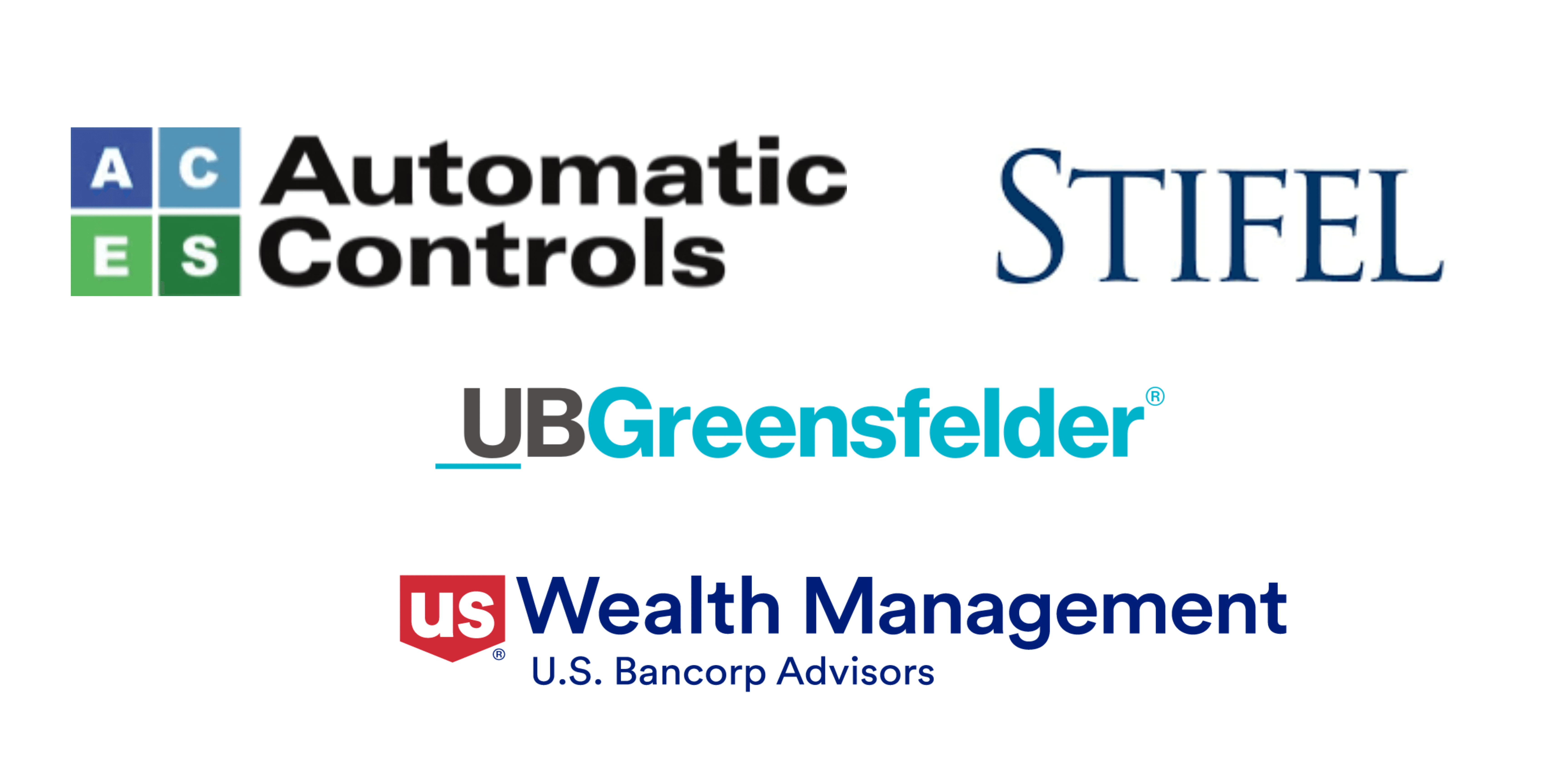 Automatic Controls, Stifel, UB Greensfelder, US Wealth Management logos