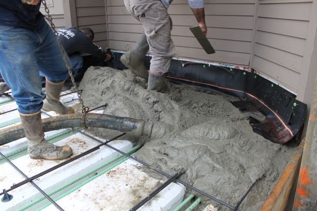 Wood Rib System Install - Pouring Concrete