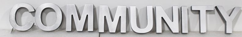  MA3214 -  Carved Flat 2-D  High-Density-Urethane (HDU) Aluminum-Plated Letters "Community"