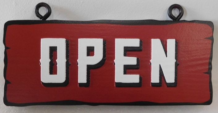 RB27710 - Carved and Sandblasted Rustic Western Red Cedar "Open" Sign 