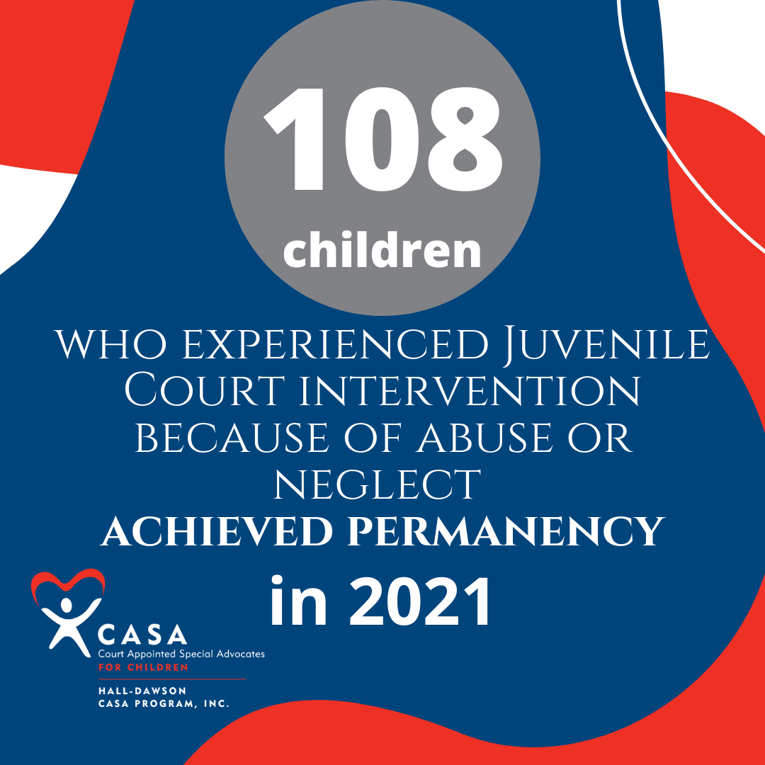 108 children achieved permanency in 2021.