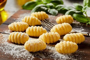freshly made gnocchi on a countertop work surface