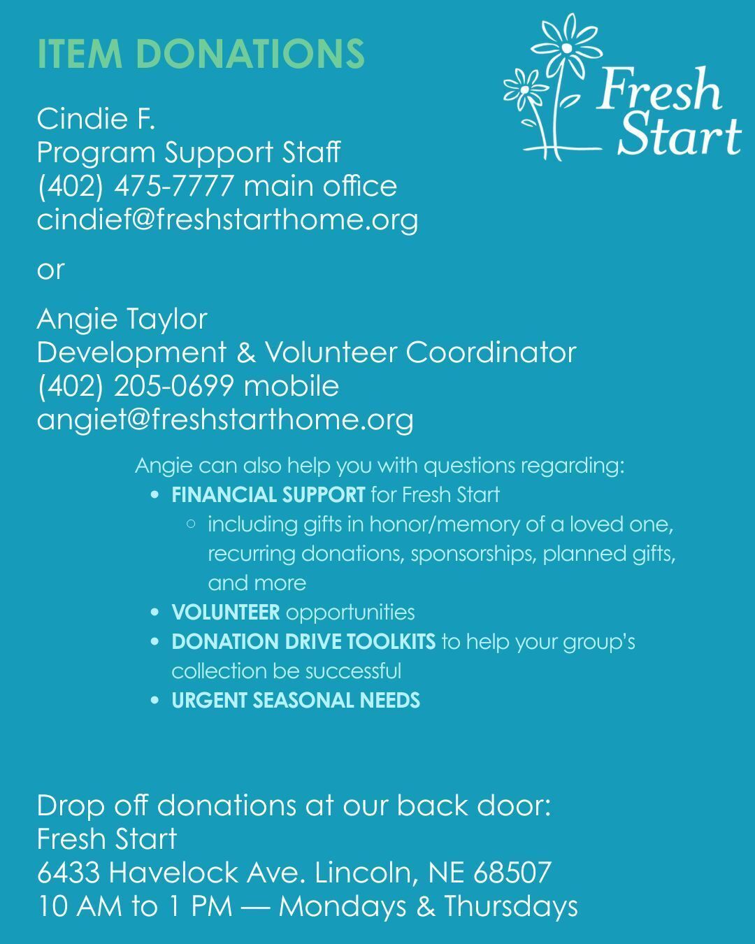 Contacts - Items Needed