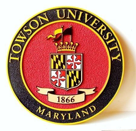 RP-1720 - Carved Wall Plaque of  the Seal of Towson University, Maryland, Artist Painted
