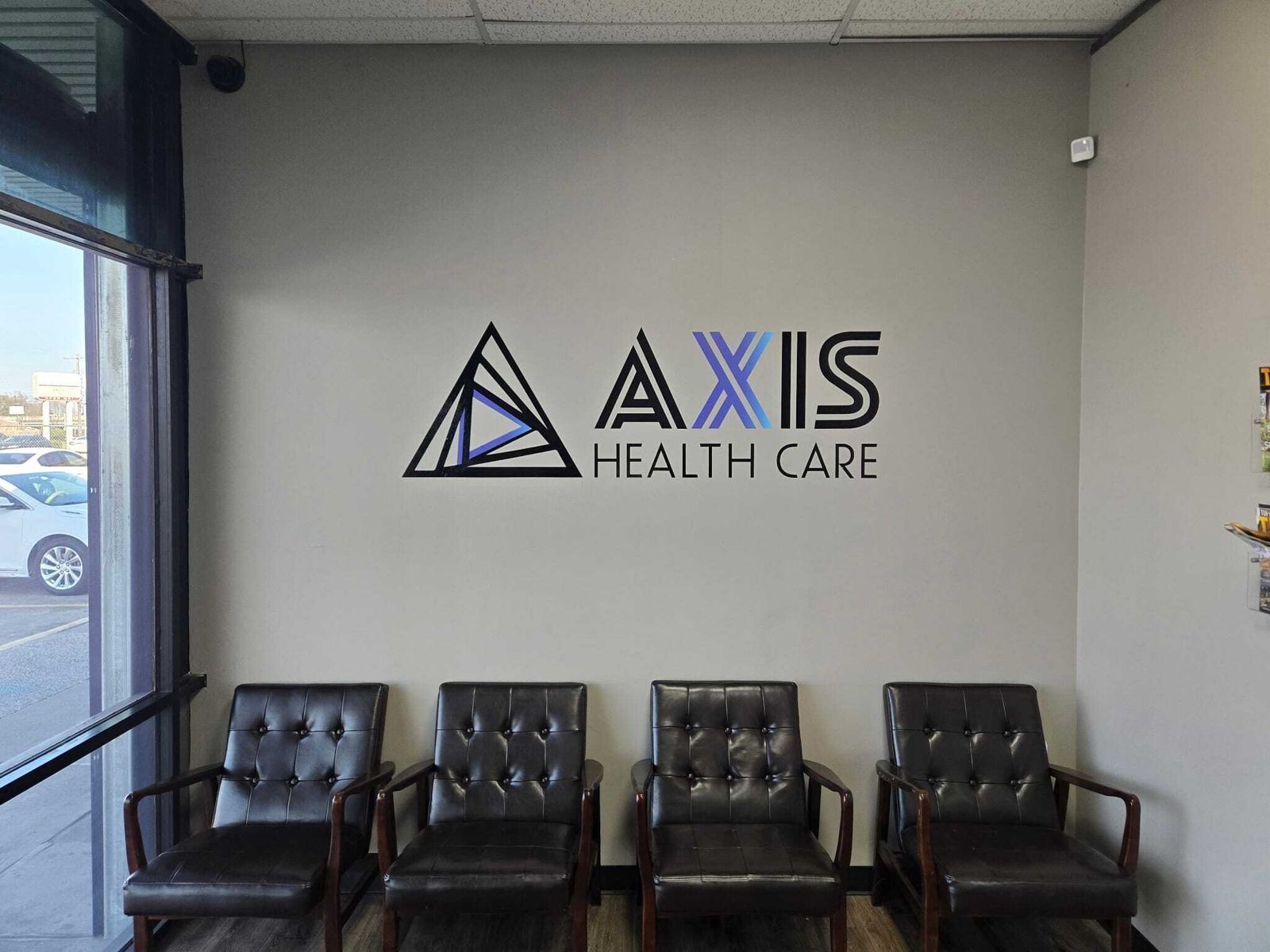 Interior office wall with a clean, modern vinyl decal