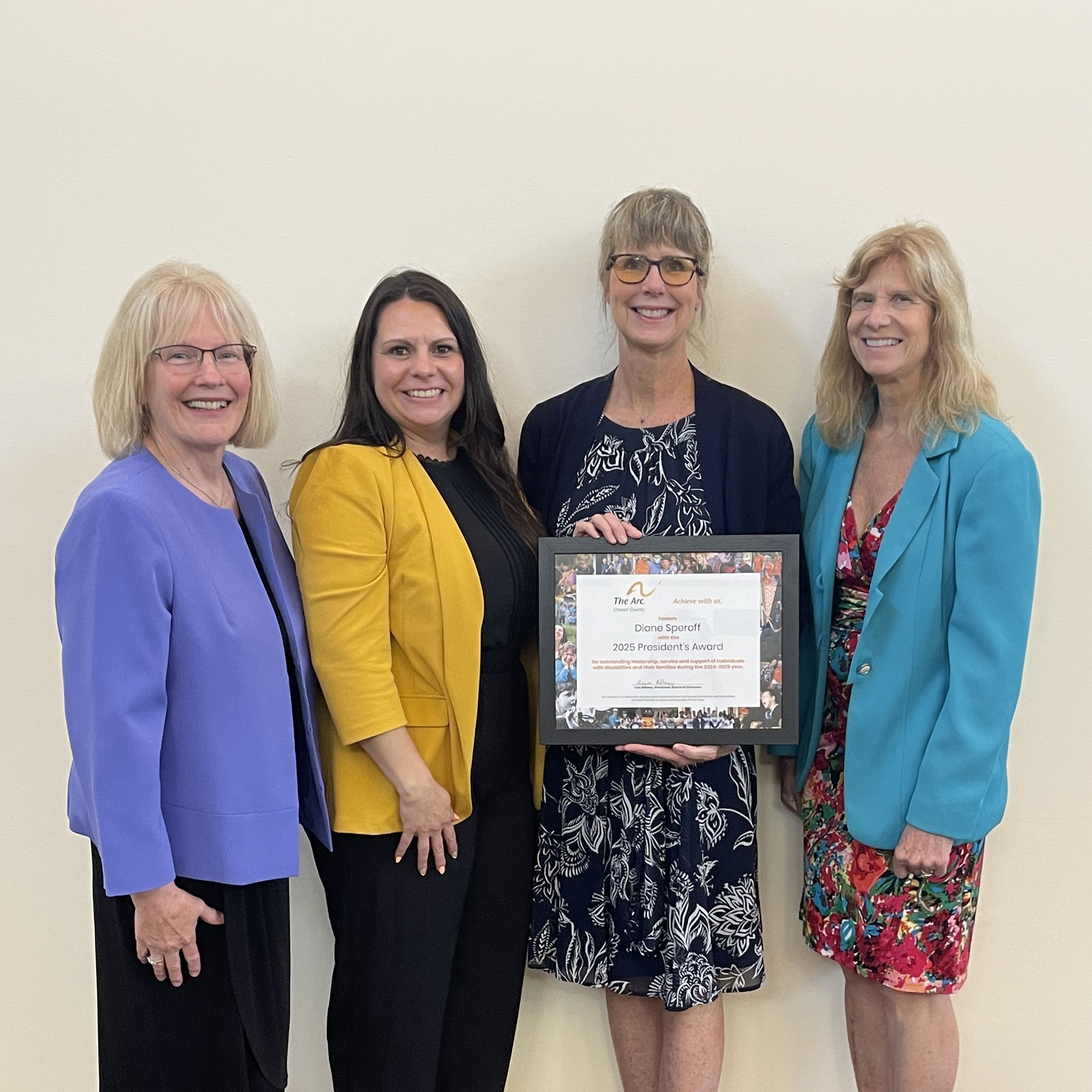 The Arc of Chester County Honors Diane Speroff with 2025 President’s Award.