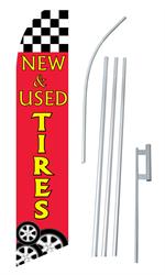 New and Used Tires Red Swooper/Feather Flag + Pole + Ground Spike