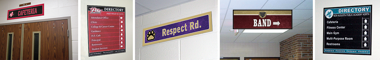 5 pictures school signs, school directory, school banners, logo signs, custom made with many colors