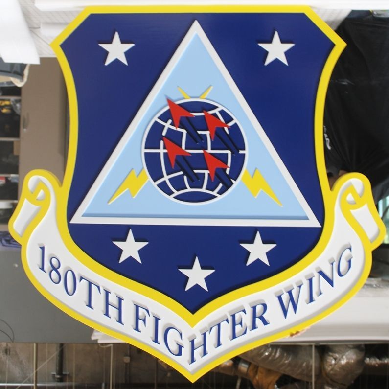 LP-2085 - Carved 2.5-D Plaque of the Crest of the 180th Fighter Wing 