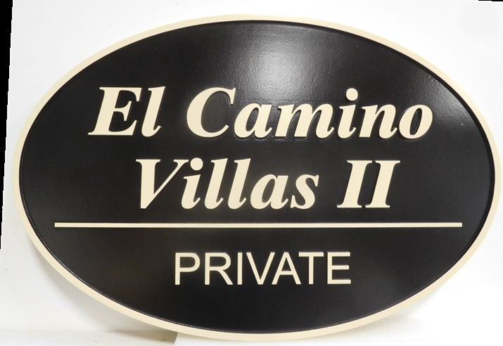 K20364 - Carved 2.5D HDU  Entrance Sign for the "El Camino Villas" Apartments 