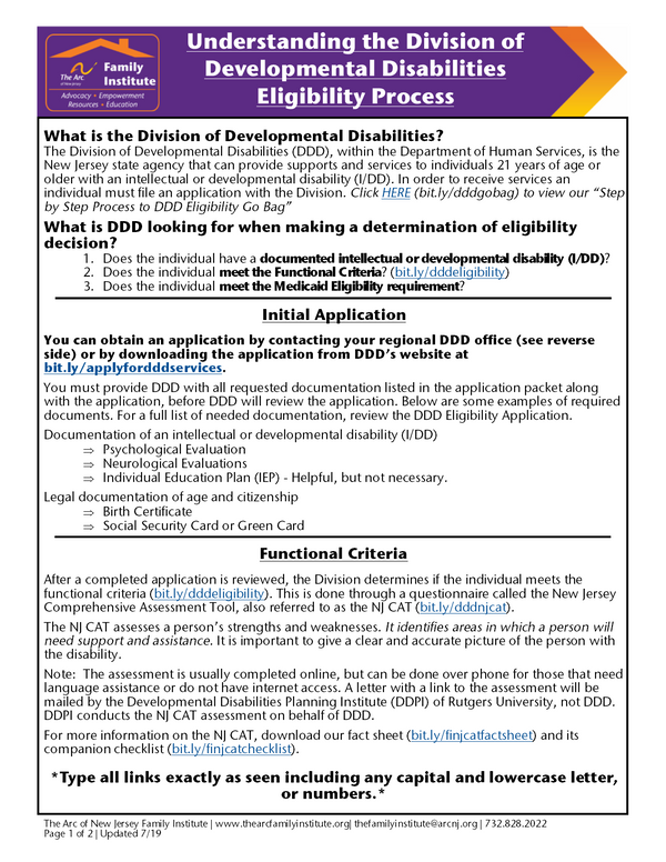 Fact Sheets Resources The Arc of New Jersey Family Institute
