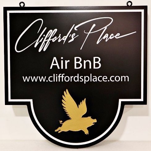 T29062 - Carved and Sandblasted HDU Entrance Sign for "Clifford's Place Air BnB"
