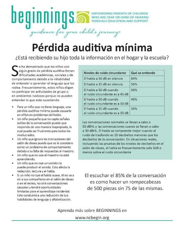 Panfleto sobre Pérdida Auditiva Mínima
