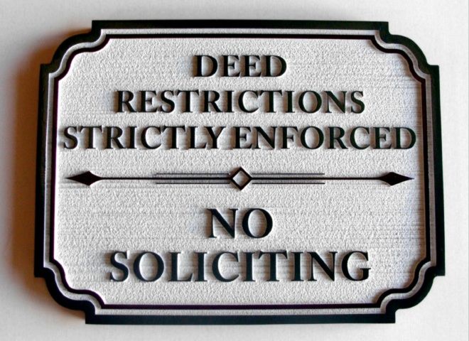 KA20737 - No Soliciting & Deed Restrictions Wooden Sign