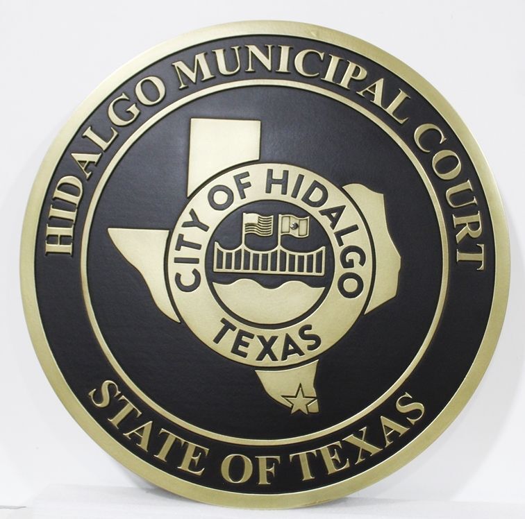 HP-1176 - Carved 2.5-D Raised Relief Plaque of the Seal of the  Municipal Court of the City of Hidalgo, Texas 