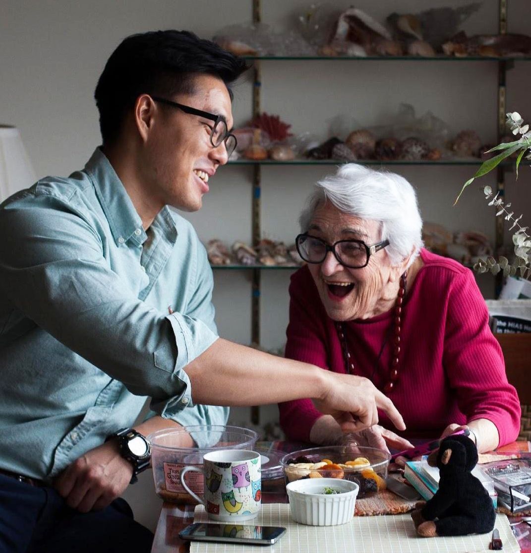 FriendshipWorks Friendly Visiting volunteer Jae with program participant Anna