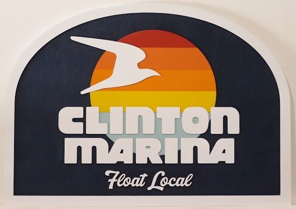 L22501A - Carved and Sandblasted HDU Sign for "Clinton Marina"