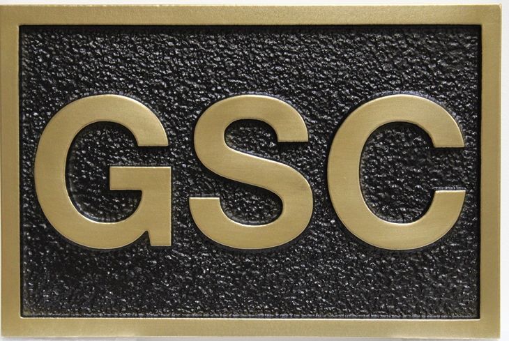 SA28823-  Carved  High Density Urethane (HDU) Brass-Plated Sign  for the GSC  Company.