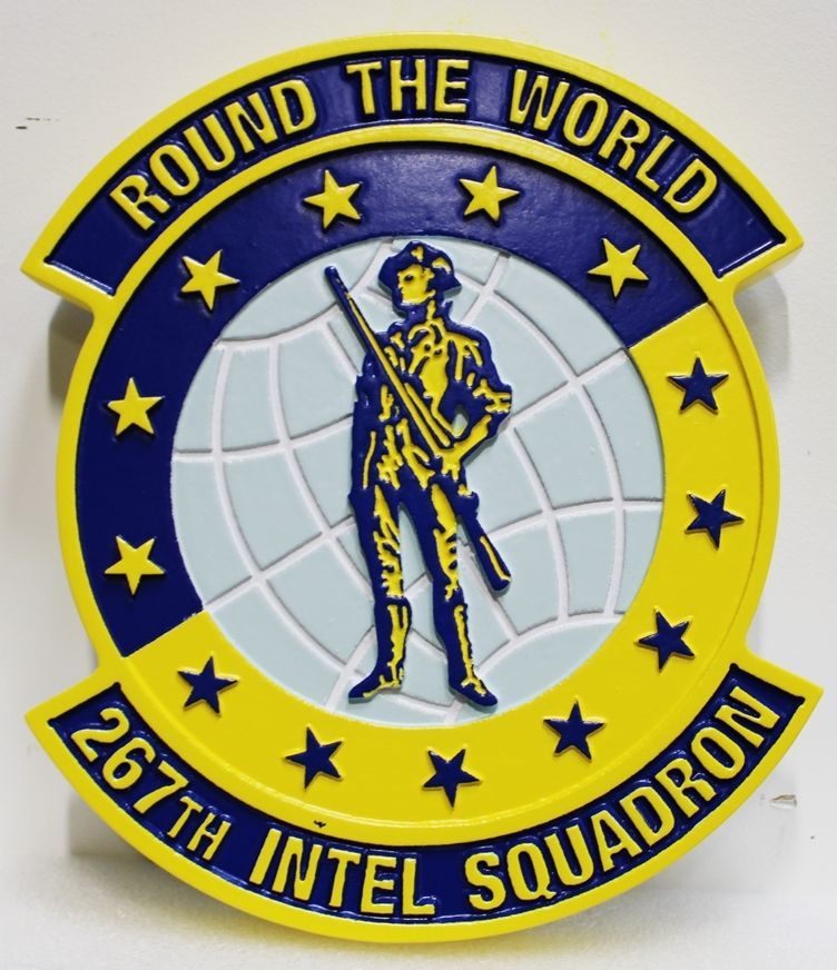 LP-4116 - Carved 2.5-d HDU Plaque of the Crest of the 267th Intel Squadron, US Air Force