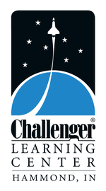Challenger Learning Center of Northwest Indiana's traditional logo, with 7 stars to signify the original Challenger 51-L Crew