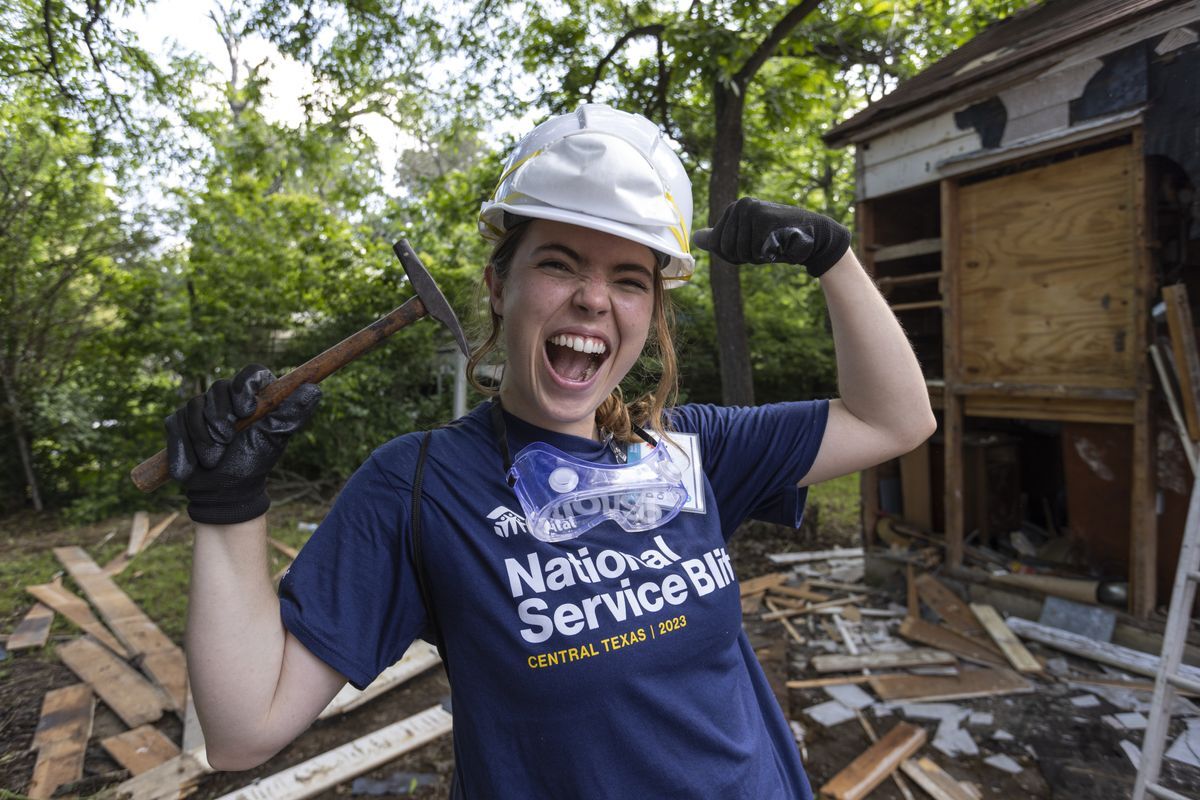 Volunteer in construction site