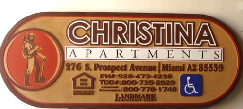K20142 - Carved  "Christina"  Apartment Entrance Sign, with Goldminer