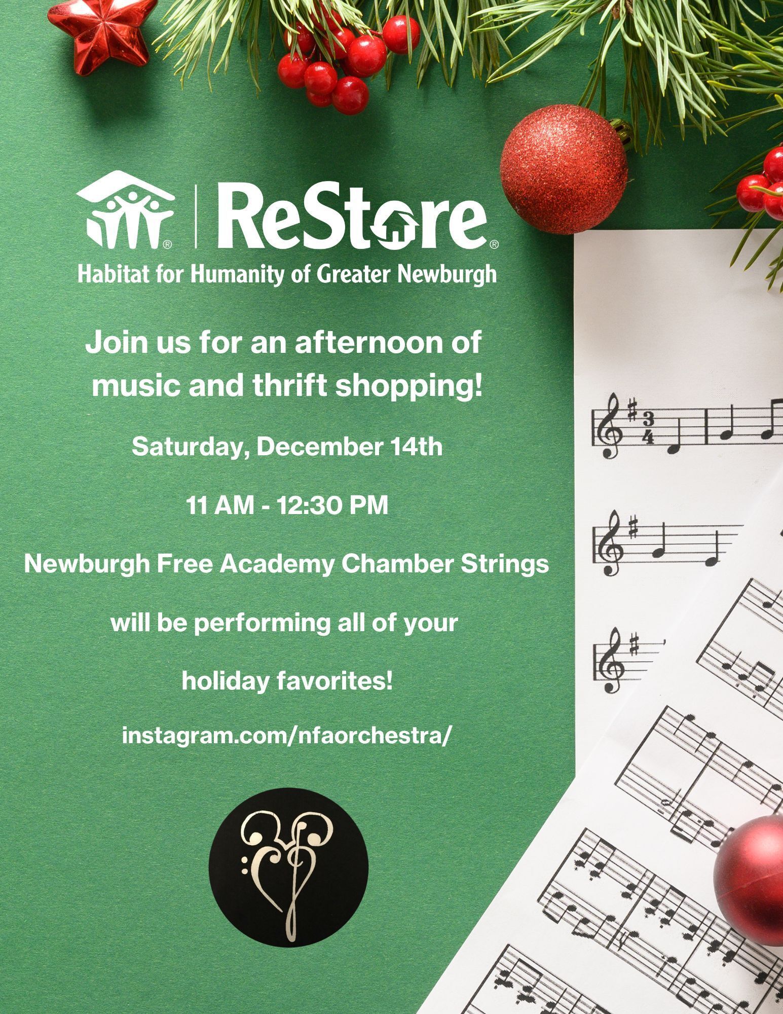 NFA Chamber Strings performing at ReStore - THIS SATURDAY 12/14!