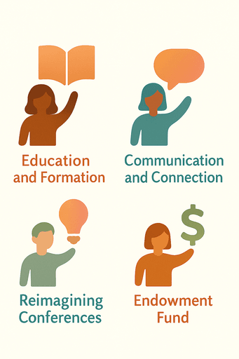 Four individuals with the four themes of Called Together