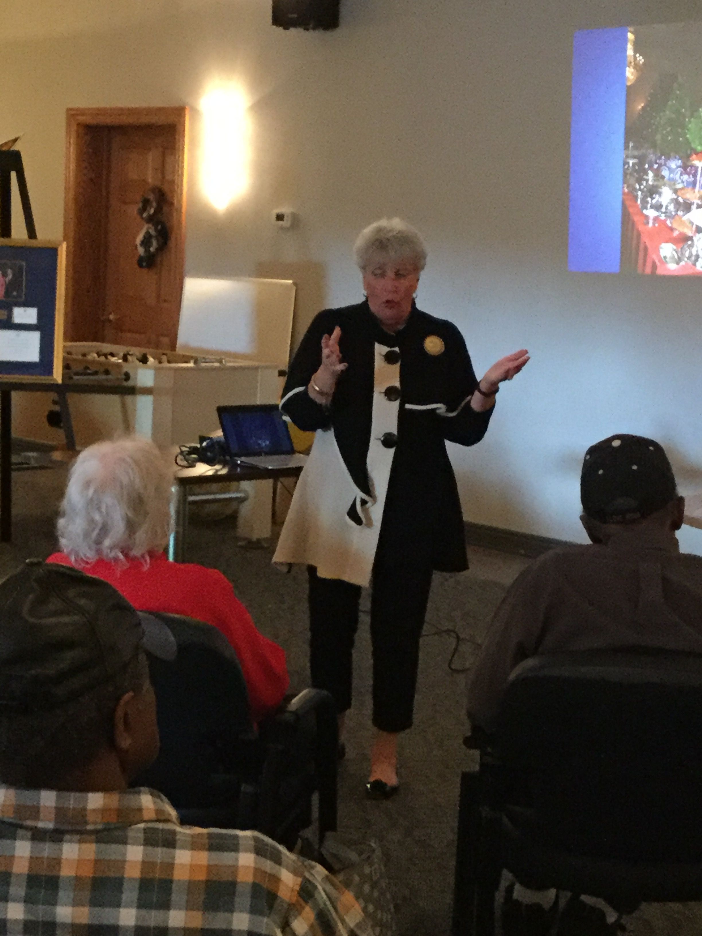 Janet Weir Creighton speaks to our members at our Adult Day Center