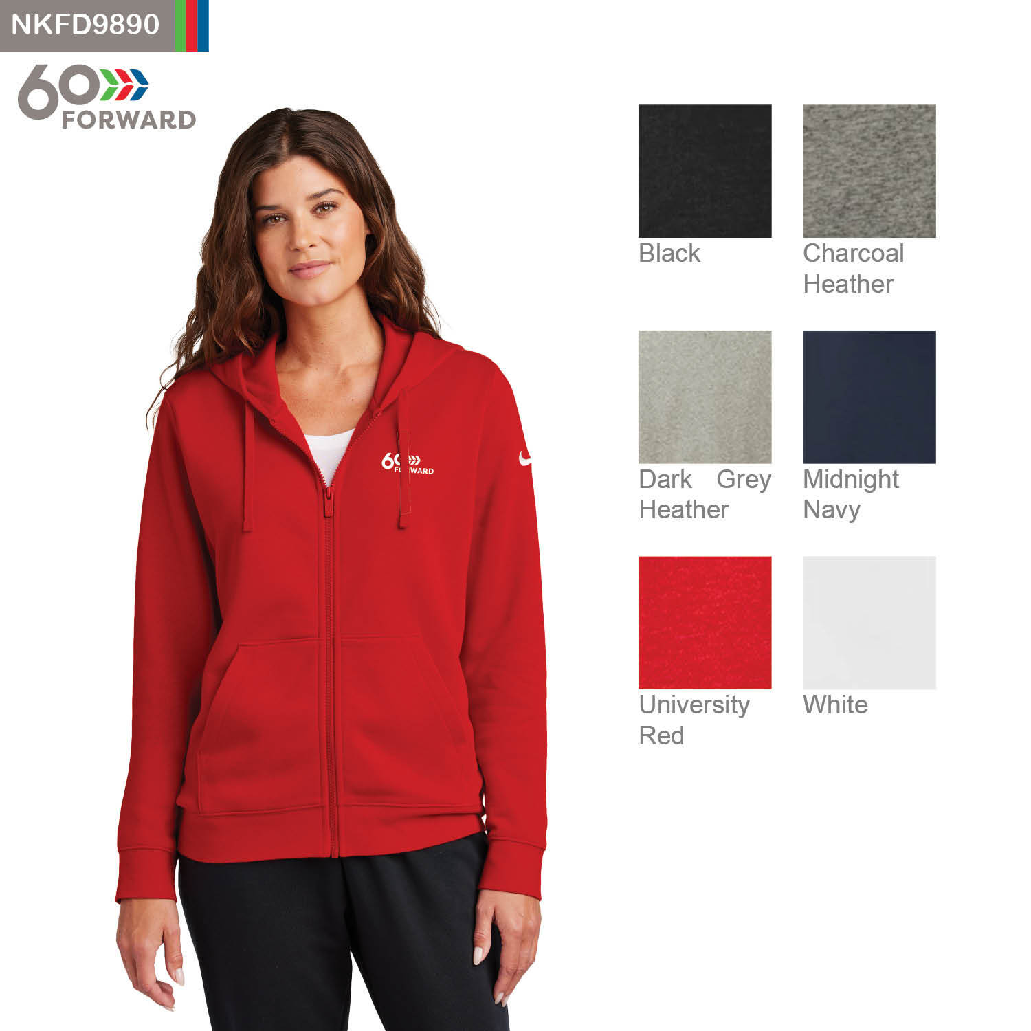 Nike Women's Club Fleece Sleeve Swoosh Full-Zip Hoodie