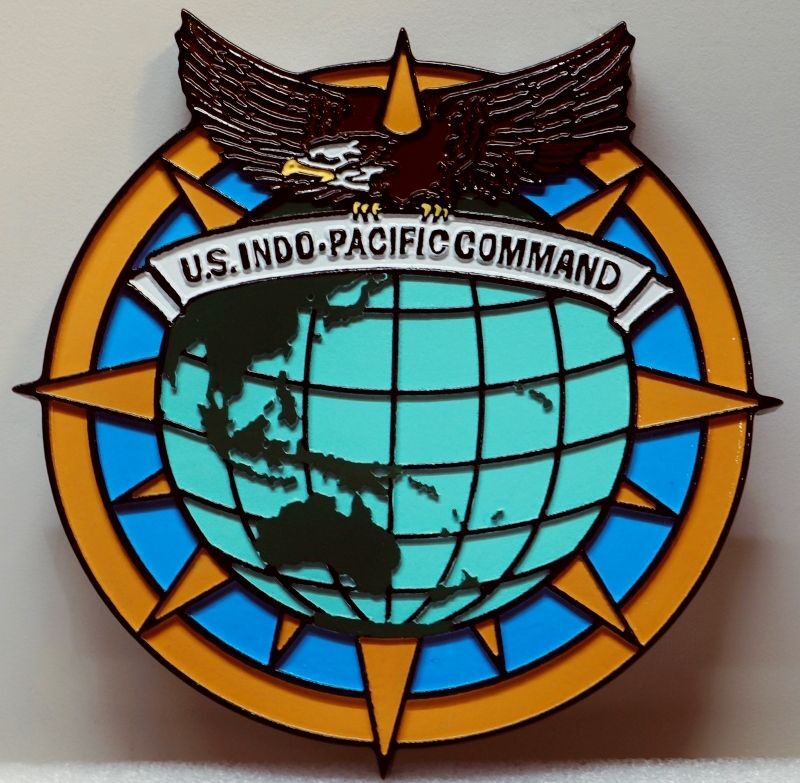 IP-1372 - Carved 2.5-D Multi-Level HDU Plaque of the Emblem of U.S. Indo-Pacific Command