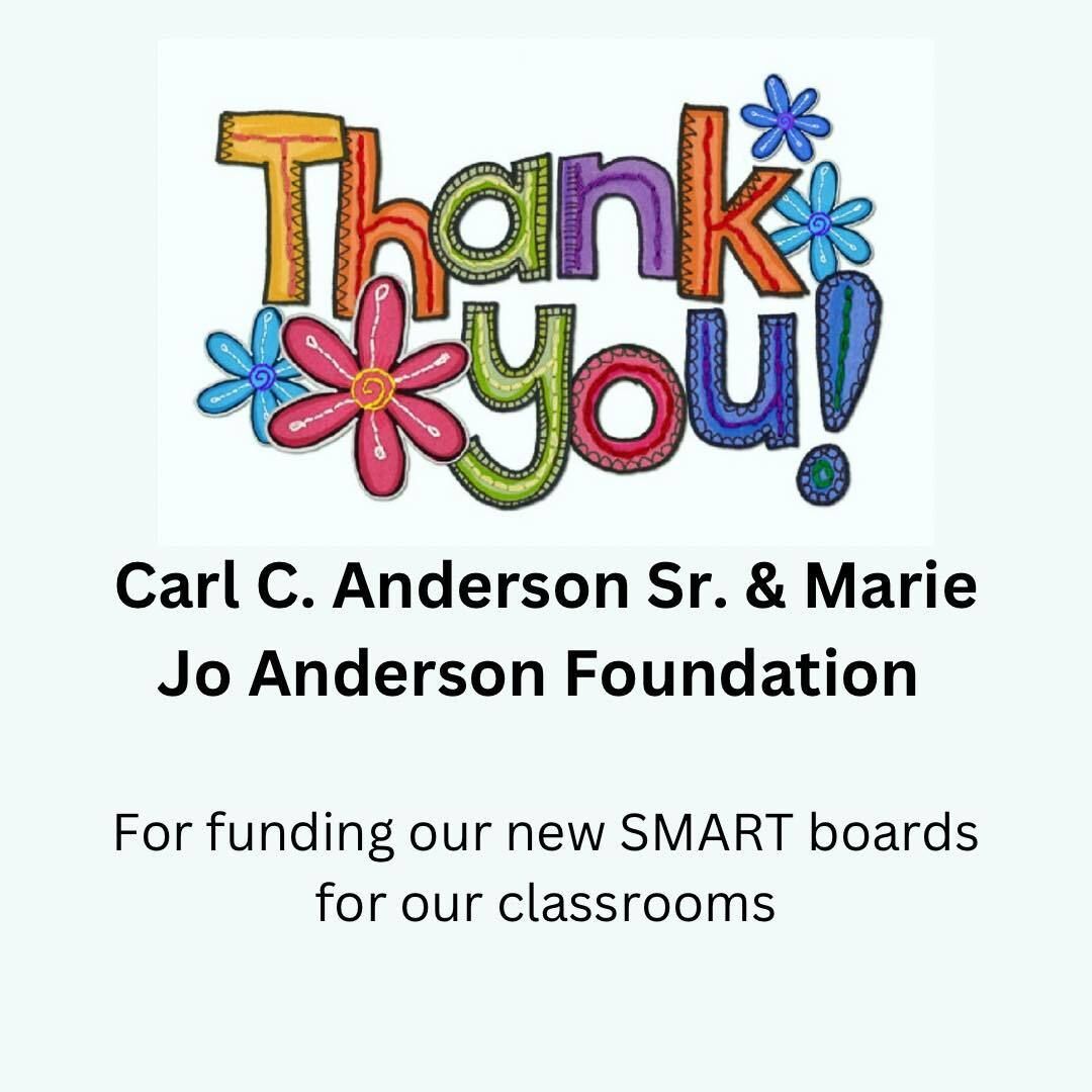 Thank You, Carl C. Anderson Sr. & Marie Jo Anderson Foundation!