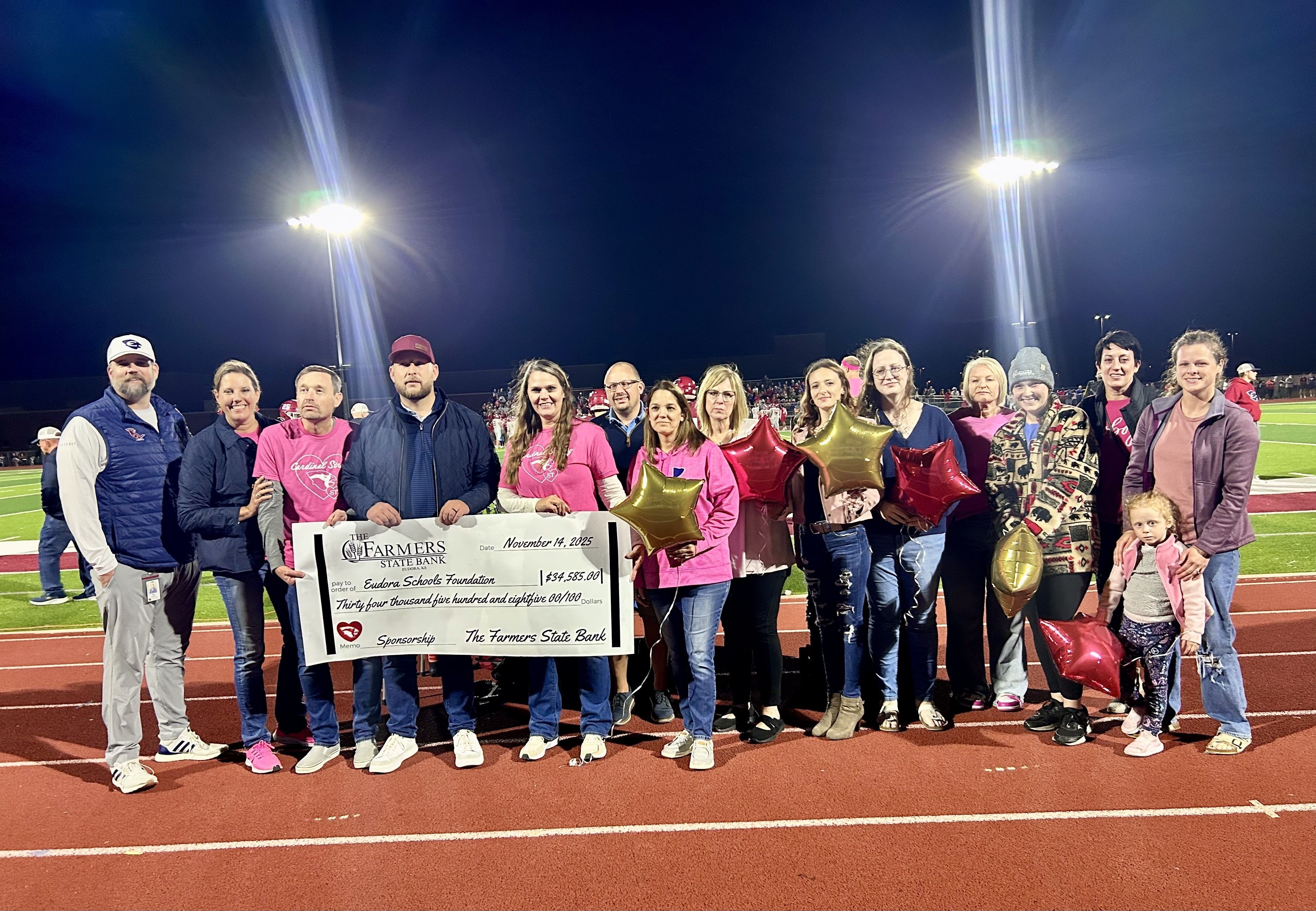 The Eudora Schools Foundation receives $34,585 gift from Farmers State Bank - second largest single gift in Foundation history