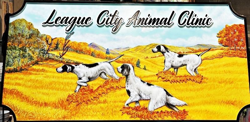 BB11710 - Carved Sign for "League City Animal Clinic"