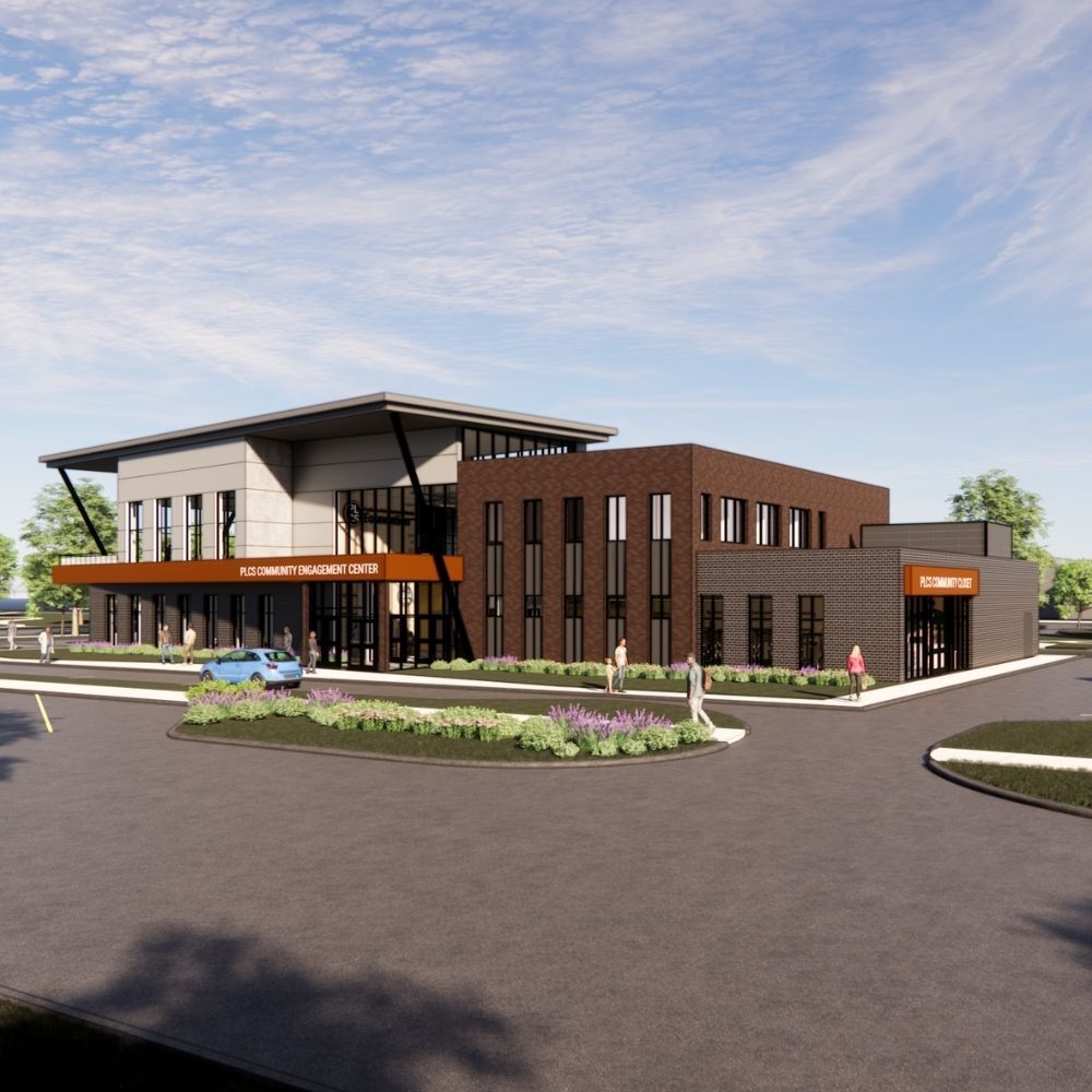 Southwest view of the PLCS Community Engagement Center