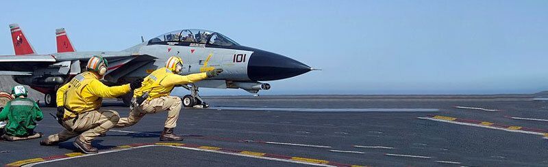 F-14 Tomcat 'Felix 101' takes off from aircraft carrier