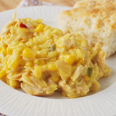 Slow Cooker Cheesy Chicken & Rice