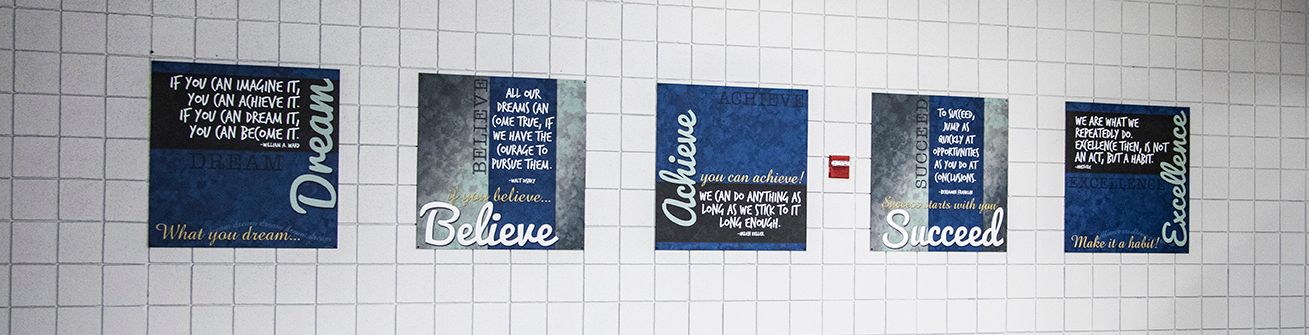 Dream Believe Achieve Succeed Excellence school signs, murals, educational posters