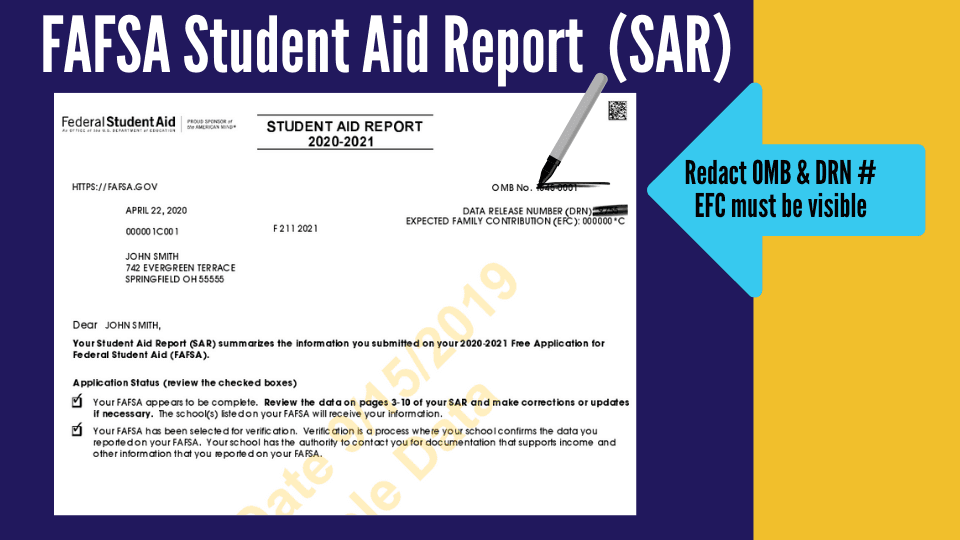 STUDENT AID REPORT (SAR)