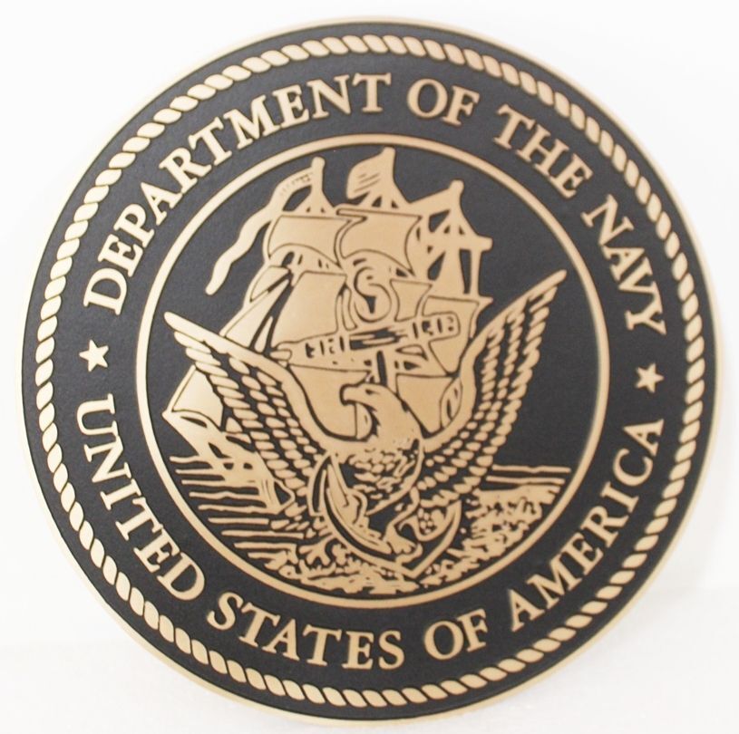 JP-1078 - Carved Plaque of the Great Seal of the US Navy, 2.5-D Artist-Painted