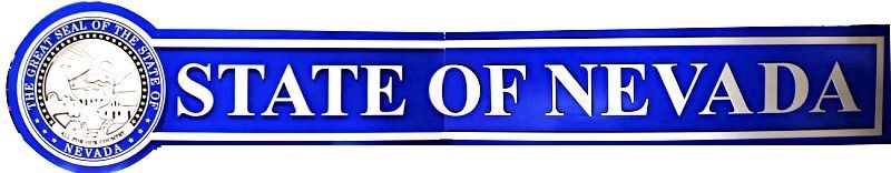 M7278 - Carved 2.5-D Aluminum-Plated Sign with State Seal for the State of Nevada