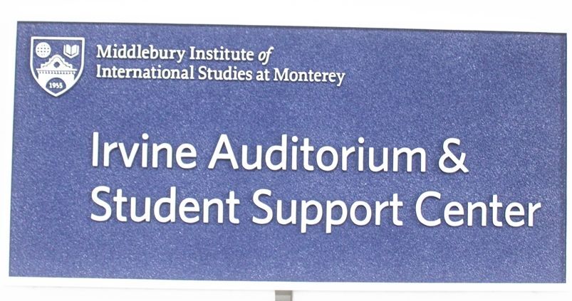 FA15548 - Carved 2.5-D Raised Relief and Sandblasted Sign for   the Monterey Institute of International Studies 