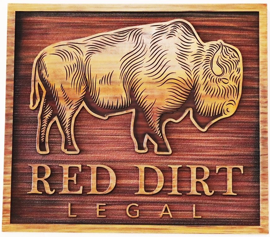 VP-1577 - Carved and Sandblasted Plaque of the Logo of the Red Dirt Legal Firm
